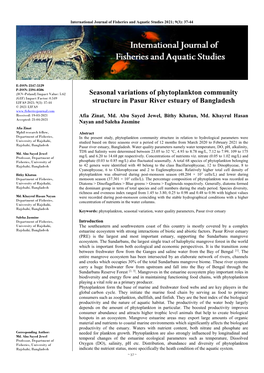Seasonal Variations of Phytoplankton Community Structure in Pasur River
