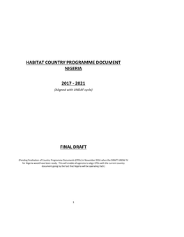 Habitat Country Programme Document Nigeria