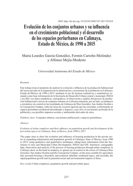 Evolución De Los Conjuntos Urbanos Y Su Influencia En El Crecimiento Poblacional Y El Desarrollo De Los Espacios Periurbanos En