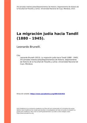 La Migración Judía Hacia Tandil (1880 - 1945)