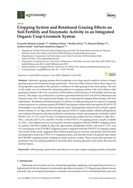 Cropping System and Rotational Grazing Effects on Soil Fertility And