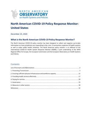 North American COVID-19 Policy Response Monitor: United States