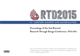 Proceedings of the 2Nd Biennial Research Through Design Conference | RTD 2015
