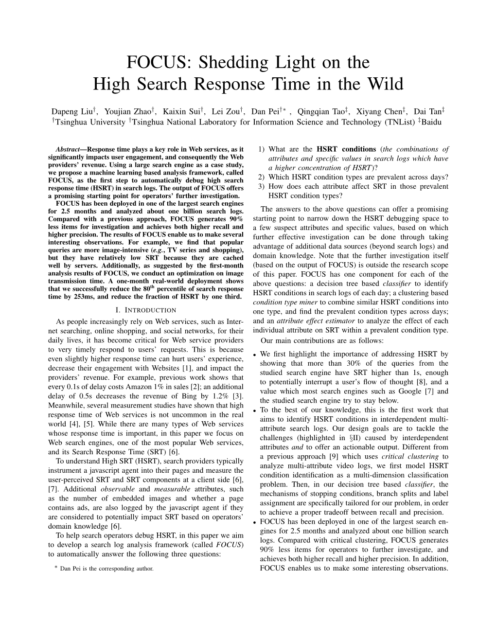 FOCUS: Shedding Light on the High Search Response Time in the Wild