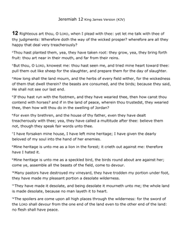 Jeremiah 12 King James Version (KJV)