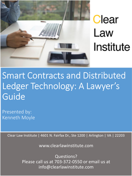 Smart Contracts and Distributed Ledger Technology: a Lawyer's Guide