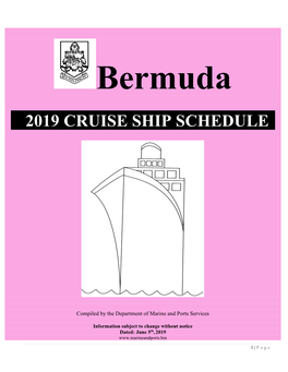 2019 Cruise Ship Schedule