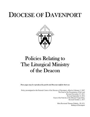 Policies Relating to the Liturgical Ministry of the Deacon