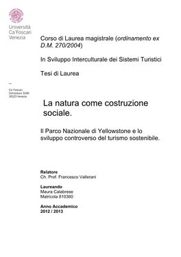 La Natura Come Costruzione Sociale