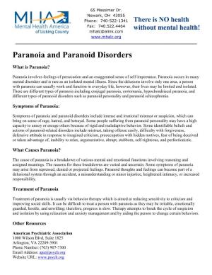 Paranoia and Paranoid Disorders