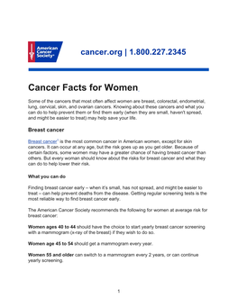 Cancer Facts for Women