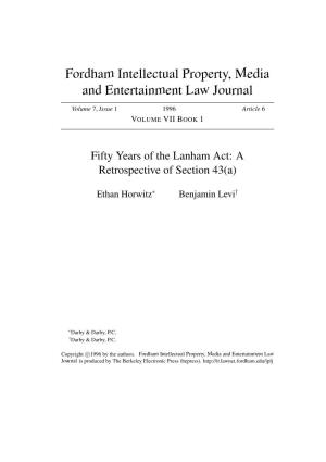 Fifty Years of the Lanham Act: a Retrospective of Section 43(A)