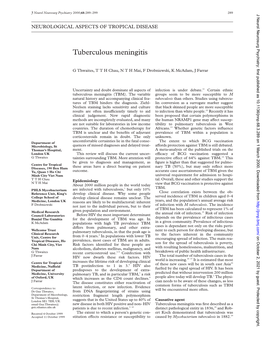 Tuberculous Meningitis