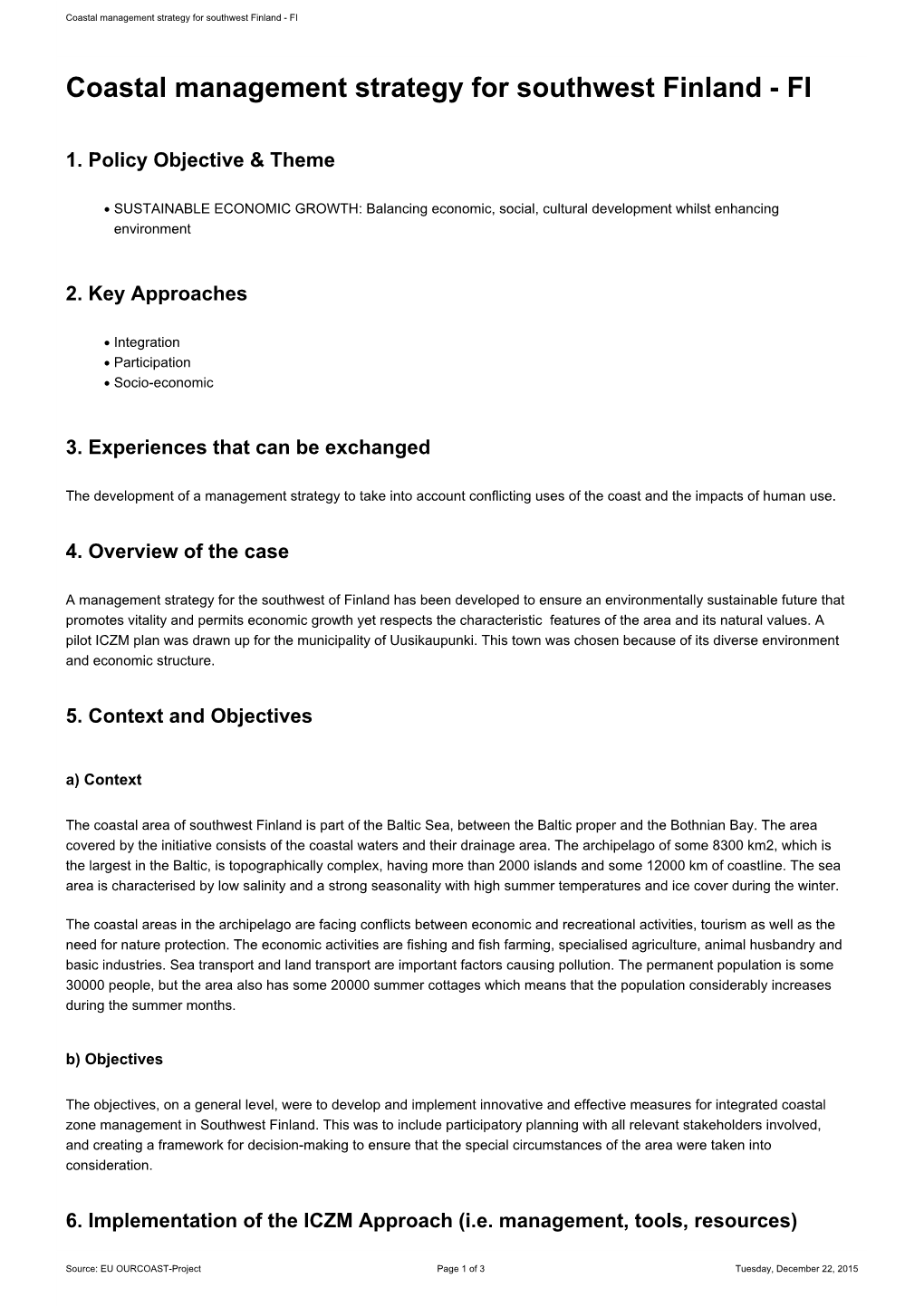 Coastal Management Strategy for Southwest Finland - FI