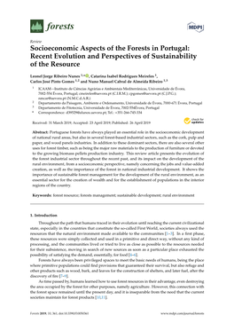 Socioeconomic Aspects of the Forests in Portugal: Recent Evolution and Perspectives of Sustainability of the Resource