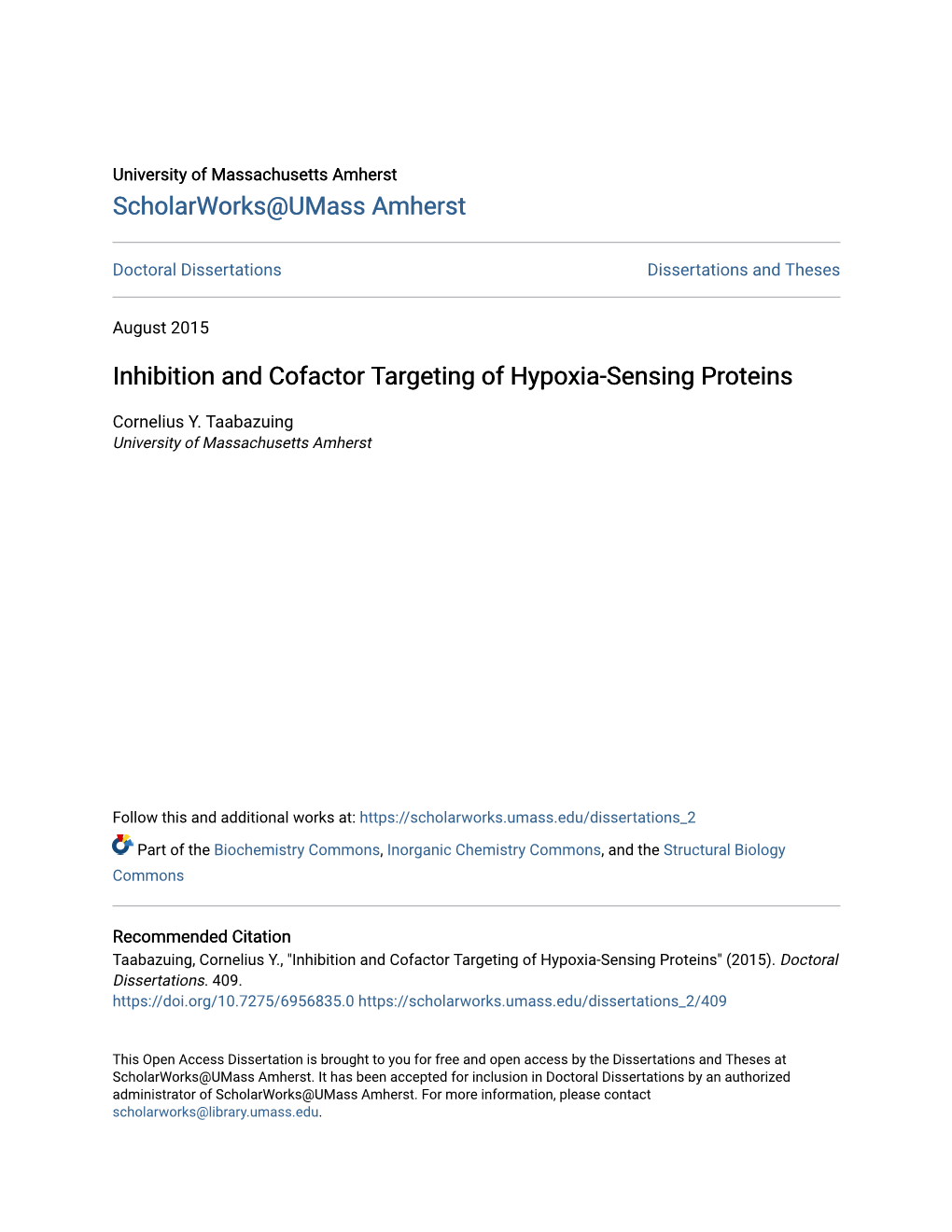Inhibition and Cofactor Targeting of Hypoxia-Sensing Proteins