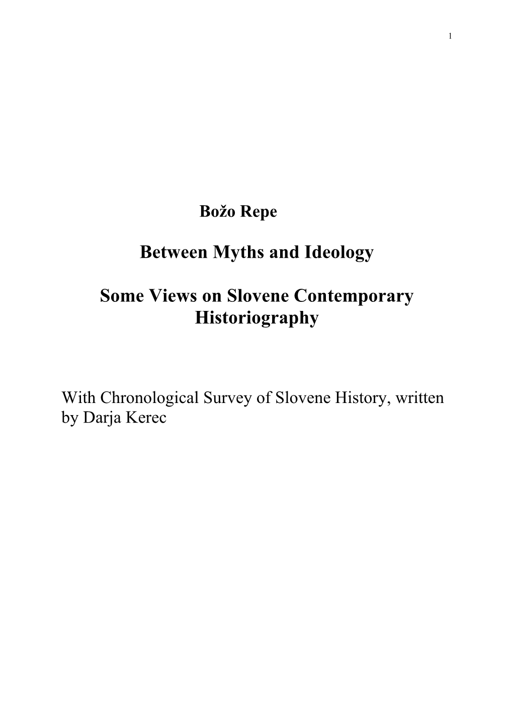 Repe Myths and Ideology