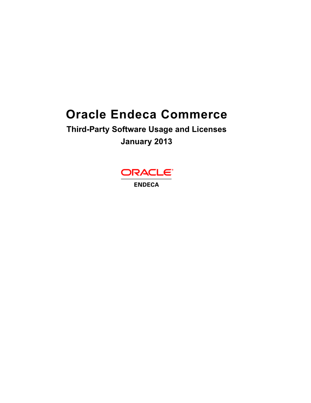 Oracle Endeca Commerce: Third-Party Software Usage And
