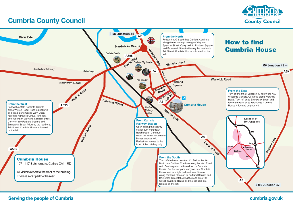 Map Showing Directions to Cumbria House