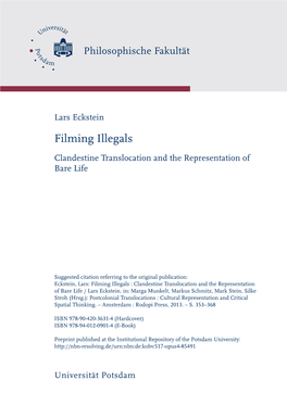 Filming Illegals : Clandestine Translocation and the Representation of Bare Life / Lars Eckstein