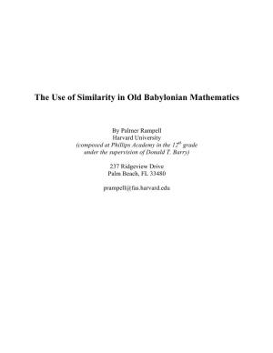 The Use of Similarity in Old Babylonian Mathematics