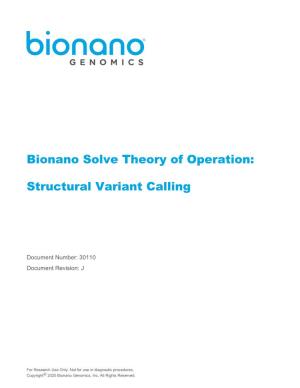 Bionano Solve Theory of Operation: Structural Variant Calling Page 2 of 93