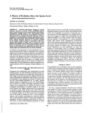 A Theory of Evolution Above the Species Level (Paleontology/Paleobiology/Speciation) STEVEN M