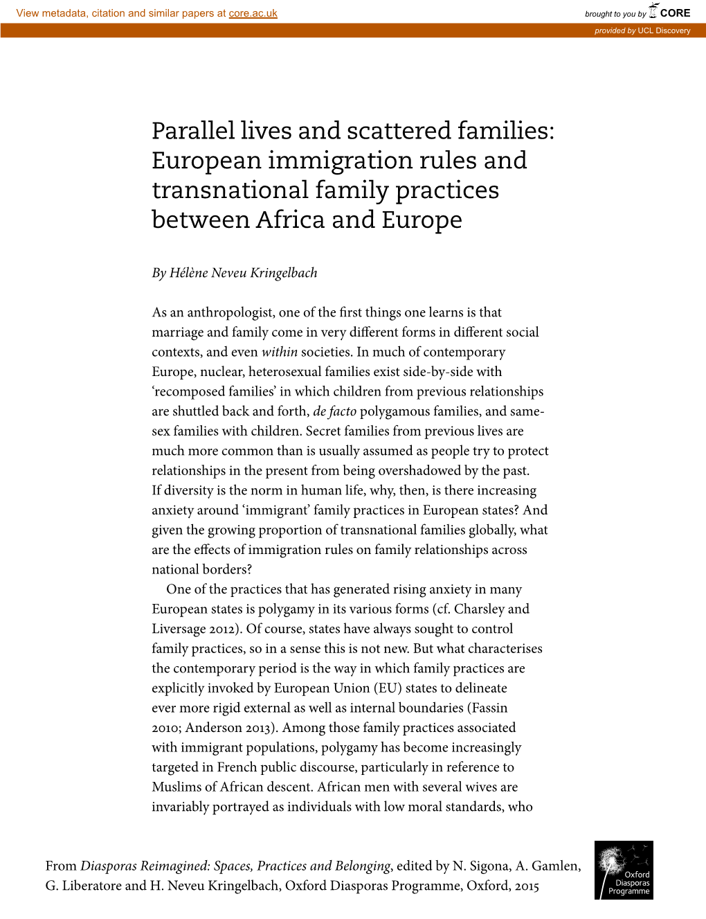 European Immigration Rules and Transnational Family Practices Between Africa and Europe