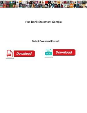 Pnc Bank Statement Sample