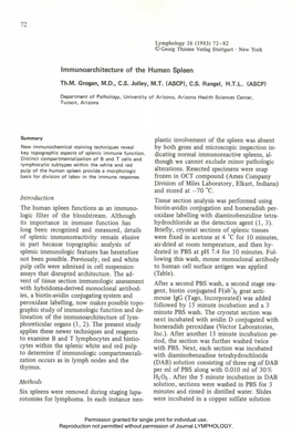 Lmmunoarchitecture of the Human Spleen Th.M. Grogan, M.D., C.S