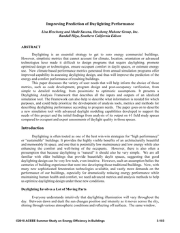 Improving Prediction of Daylighting Performance