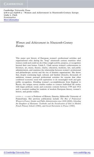 Women and Achievement in Nineteenth-Century Europe Linda L