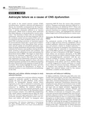 Astrocyte Failure As a Cause of CNS Dysfunction
