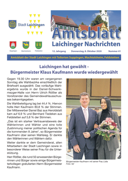 Laichingen Hat Gewählt - Bürgermeister Klaus Kaufmann Wurde Wiedergewählt