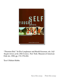 Thornton Dial.” in Elsa Longhauser and Harald Szeeman, Eds