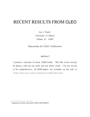 Recent Results from Cleo