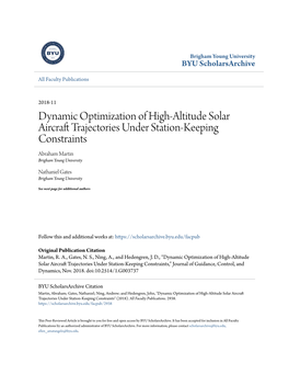 Dynamic Optimization of High-Altitude Solar Aircraft Trajectories Under Station-Keeping Constraints" (2018)