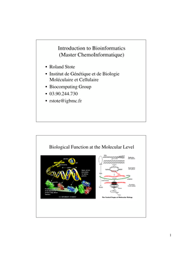 Introduction to Bioinformatics (Master Chemoinformatique)