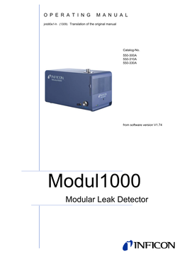 Modul1000 Modular Leak Detector Operating Manual Operating (1309)