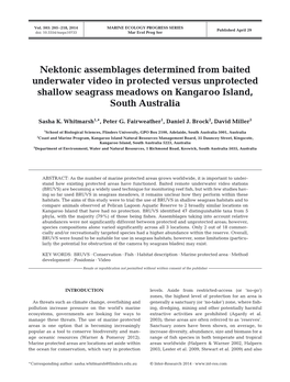 Nektonic Assemblages Determined from Baited Underwater Video in Protected Versus Unprotected Shallow Seagrass Meadows on Kangaroo Island, South Australia