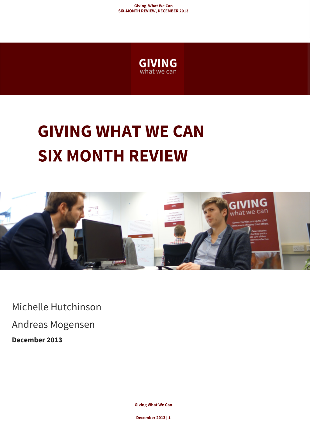 Giving What We Can Six Month Review