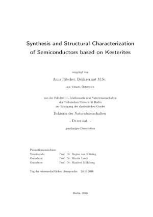 Synthesis and Structural Characterization of Semiconductors Based on Kesterites