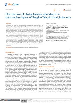 Distribution of Phytoplankton Abundance in Thermocline Layers of Sangihe Talaud Island, Indonesia