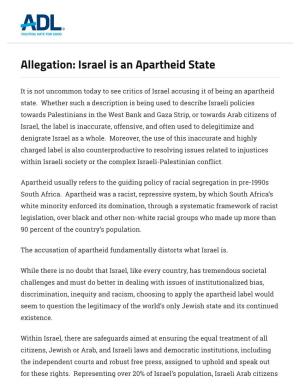 Israel Is an Apartheid State