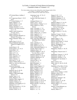 A Journal of Créole History & Genealogy Cumulative Index Of