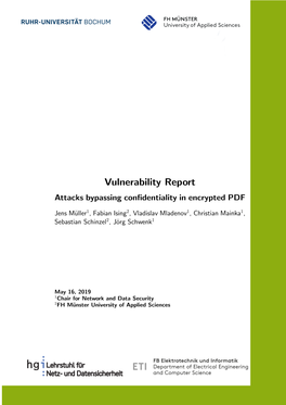 Vulnerability Report Attacks Bypassing Confidentiality in Encrypted PDF