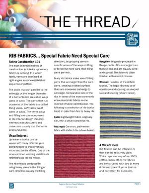 RIB FABRICS... Special Fabric Need Special Care