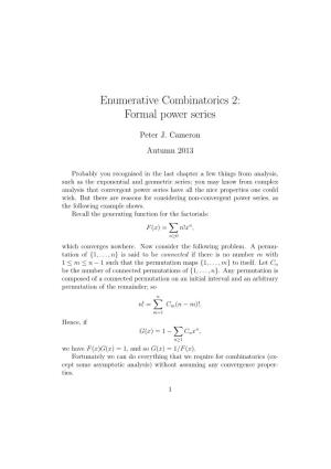 Enumerative Combinatorics 2: Formal Power Series