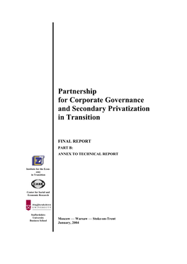 Partnership for Corporate Governance and Secondary Privatization in Transition