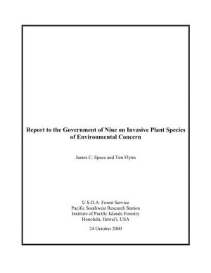 Report to the Government of Niue on Invasive Plant Species of Environmental Concern